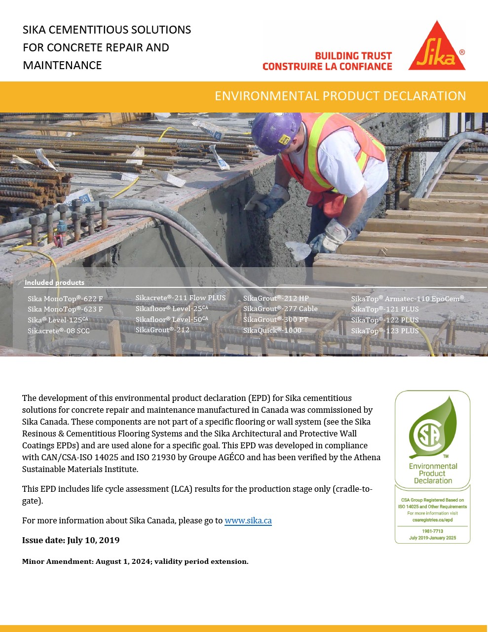 SikaTop®123 Plus Mortiers de réparation Sika Canada